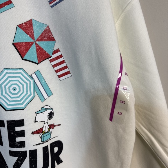 Women's Peanuts Snoopy Cote d'Azur Graphic Sweatshirt - Off-White Size XXL New - Picture 4 of 9